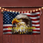 250 Years of Freedom American Flag, Patriotic Bald Eagle 1776 2026 Grommet Flag