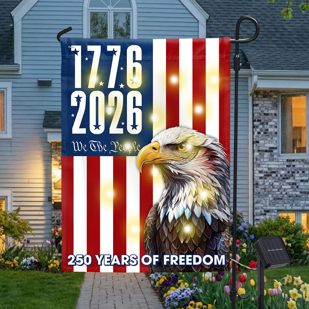 We The People 1776 2026 Flag, 250 Years of Freedom American Solar LED Flag Decor