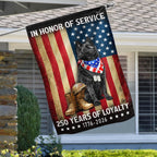 250 Years Patriotic Dog American Garden Flag, US Veteran Schipperke Dog Flag