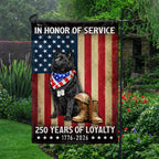 250 Years Patriotic Dog American Garden Flag, US Veteran Schipperke Dog Flag