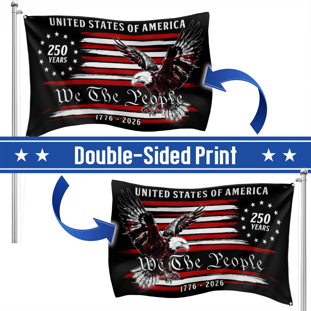 250 Years of America Decor, 1776 2026 We The People Patriotic Grommet Flag
