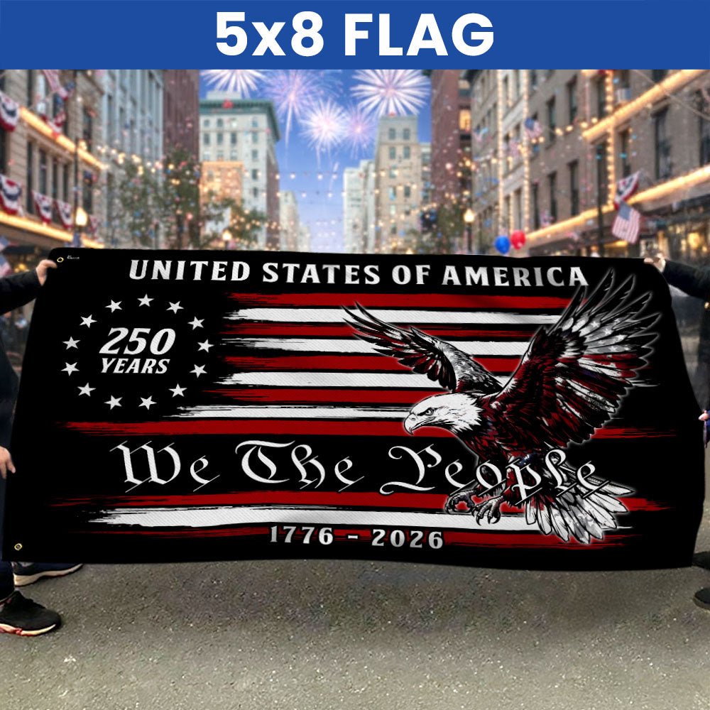 250 Years of America Decor, 1776 2026 We The People Patriotic Grommet Flag