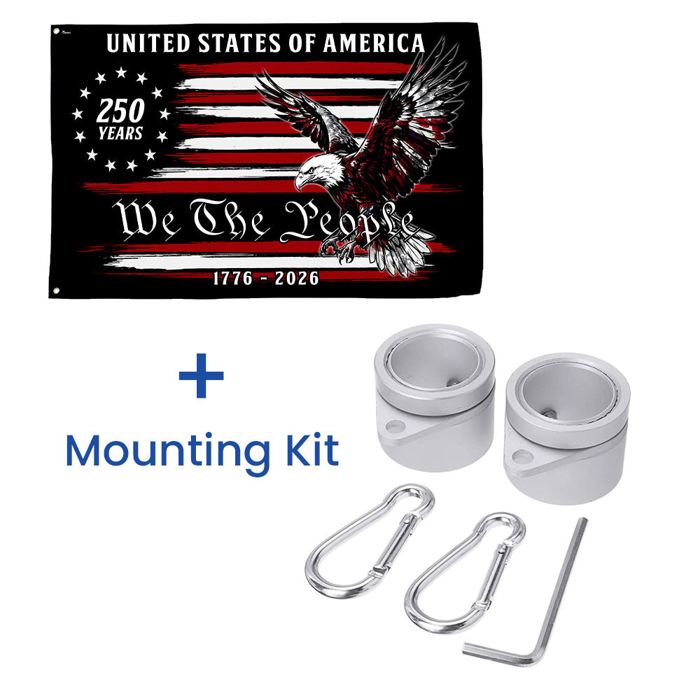 250 Years of America Decor, 1776 2026 We The People Patriotic Grommet Flag
