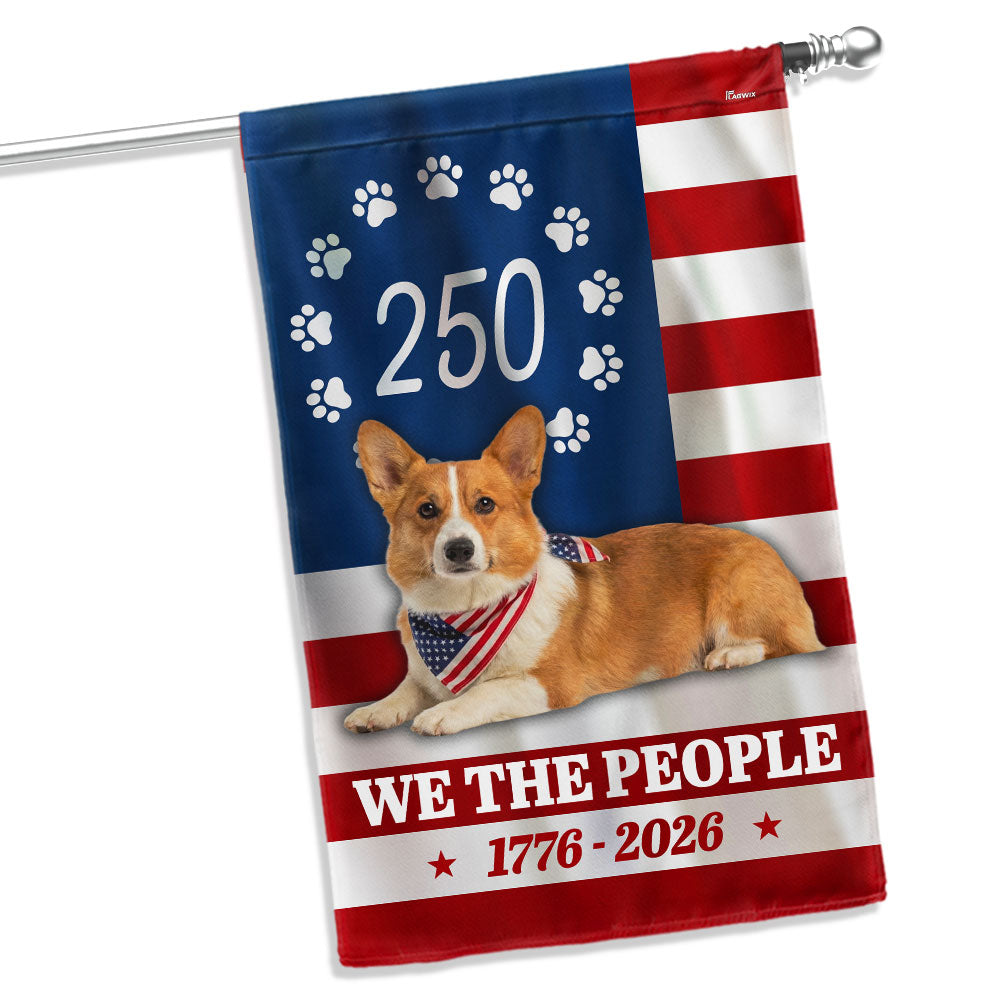 Patriotic Dog American Garden Flag, 250 Years Corgi Dog 1776 2026 Flag