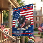 Patriotic Newfoundland Dog Garden Flag, 250 Years American Flag Decor