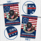 Patriotic Newfoundland Dog Garden Flag, 250 Years American Flag Decor