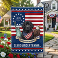 Patriotic Newfoundland Dog Garden Flag, 250 Years American Flag Decor