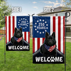 Patriotic Welcome Dog Garden Flag, 250 Years Schipperke 1776 2026 Flag Decor