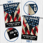 250 Years of Service American Flag, US Veteran 1776 2026 Flag Decor