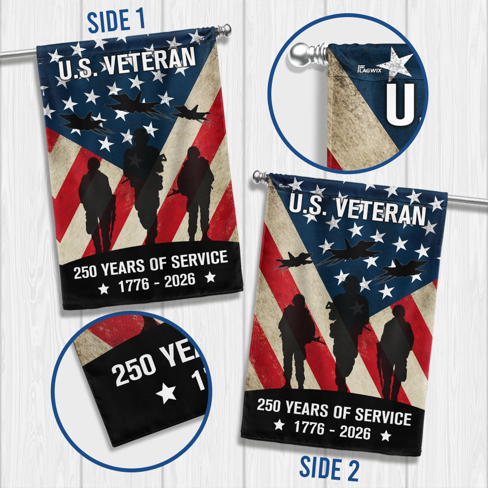 250 Years of Service American Flag, US Veteran 1776 2026 Flag Decor