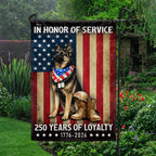 250 Years American German Shepherd Garden Flag, US Veteran Patriotic Dog Flag