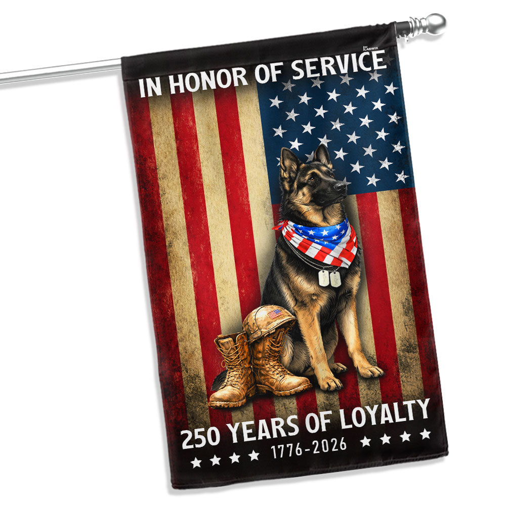250 Years American German Shepherd Garden Flag, US Veteran Patriotic Dog Flag