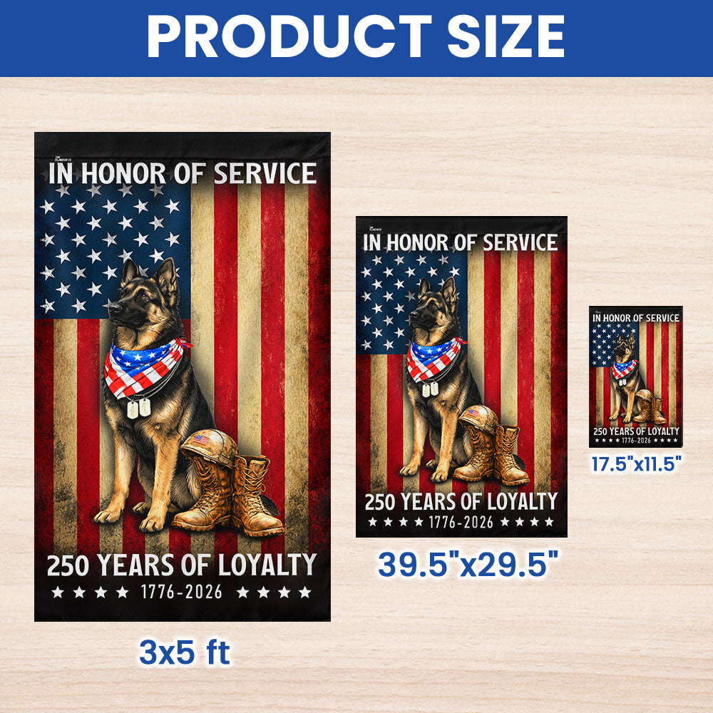 250 Years American German Shepherd Garden Flag, US Veteran Patriotic Dog Flag