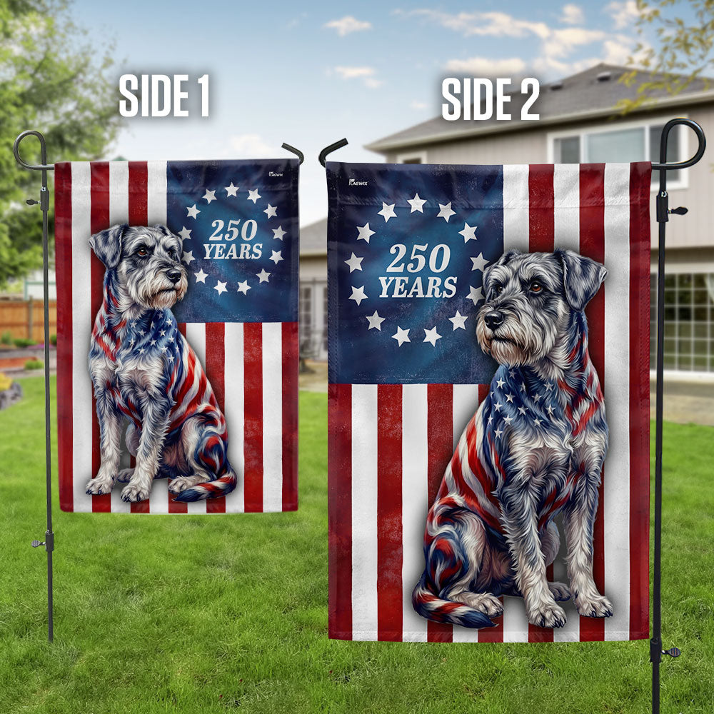 Patriotic Schnauzer Garden Flag, 250 Years 1776 2026 Flag Decor for Dog Lover