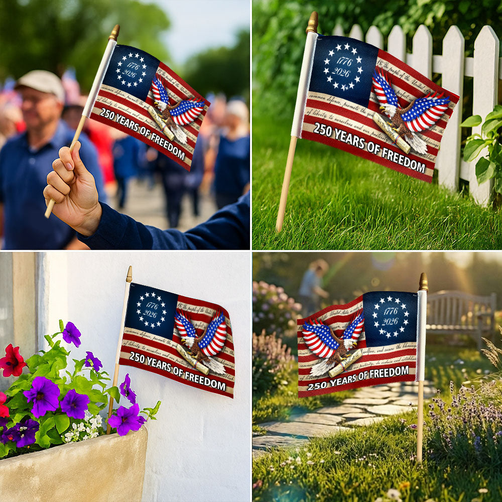 Patriotic 250 Years of Freedom Flag, We The People 1776 2026 Handheld Flag