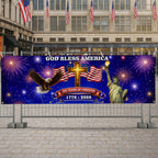 250 Years of Freedom Fence Banner, God Bless America Patriotic Outdoor flag