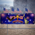 250 Years of Freedom Fence Banner, God Bless America Patriotic Outdoor flag