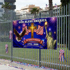 250 Years of Freedom Fence Banner, God Bless America Patriotic Outdoor flag