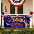 250 Years of Freedom Fence Banner, God Bless America Patriotic Outdoor flag