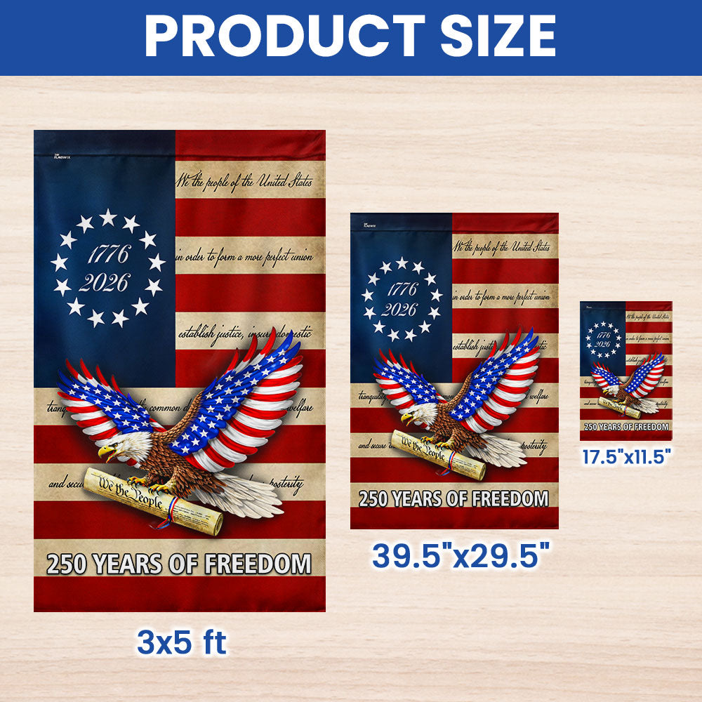 250 Years of Freedom Flag, We The People Patriotic 1776 2026 Flag Decor