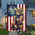 250 Years 1776 2026 Solar LED Flag Decor for Cat Lovers, Patriotic American Cat Garden Flag