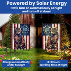 250 Years 1776 2026 Solar LED Flag Decor for Cat Lovers, Patriotic American Cat Garden Flag