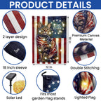 250 Years 1776 2026 Solar LED Flag Decor for Cat Lovers, Patriotic American Cat Garden Flag
