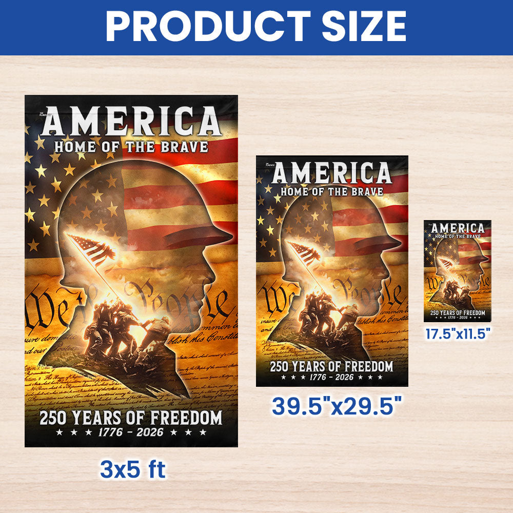 250 Years of Freedom Home of the Brave American Flag, Patriotic Veteran Flag Decor