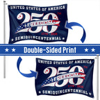 250 Years of Freedom American Flag, Patriotic Anniversary 1776 2026 Grommet Flag