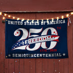 250 Years of Freedom American Flag, Patriotic Anniversary 1776 2026 Grommet Flag