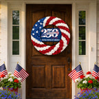 250 Years American Flag Wreath, 1776 2026 Patriotic Front Door Decor