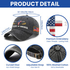 250 Years of America Patriotic Christian Washed Cap with Embroidered Cross American Flag