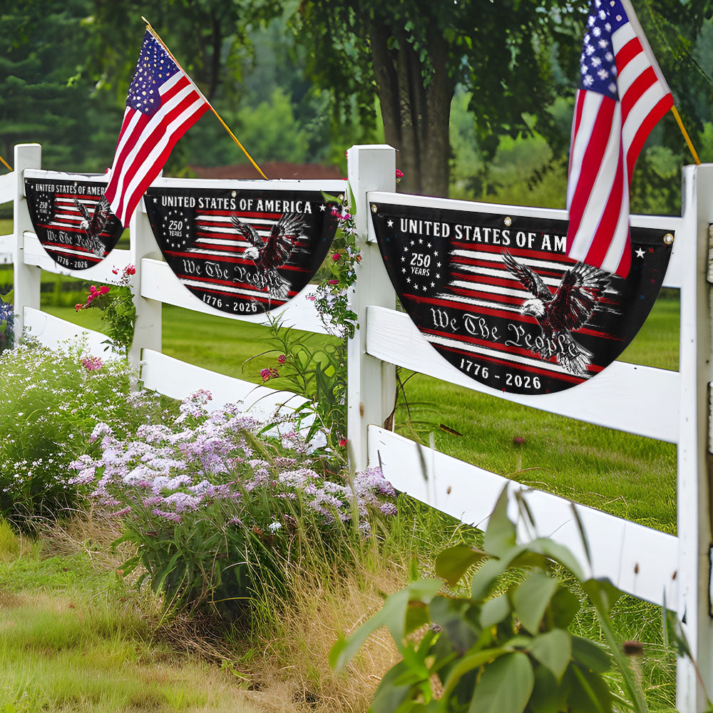 250 Years We The People American Fan Flag, 1776 2026 Patriotic Flag Decor