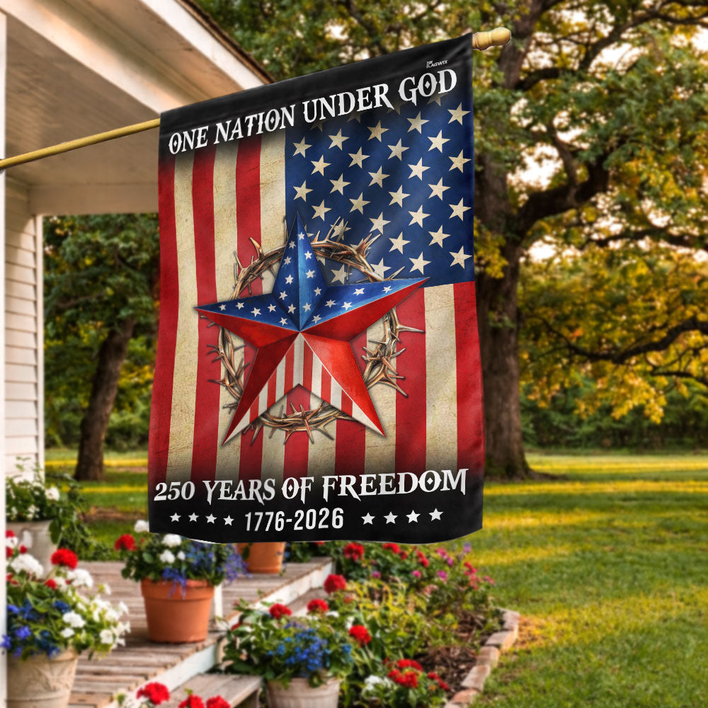 Patriotic One Nation Under God 250 Years Flag, American 1776 2026 Flag Decor