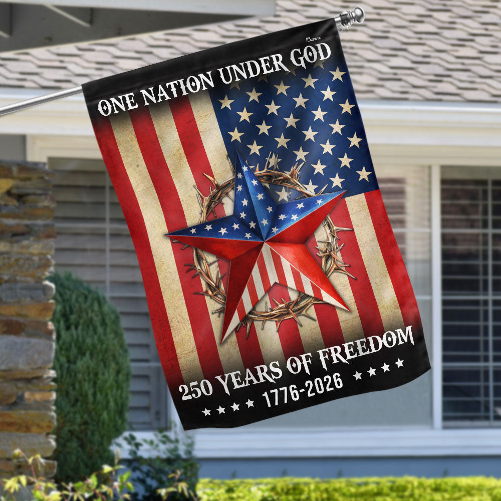 Patriotic One Nation Under God 250 Years Flag, American 1776 2026 Flag Decor