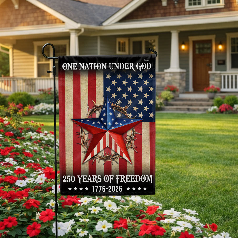 Patriotic One Nation Under God 250 Years Flag, American 1776 2026 Flag Decor