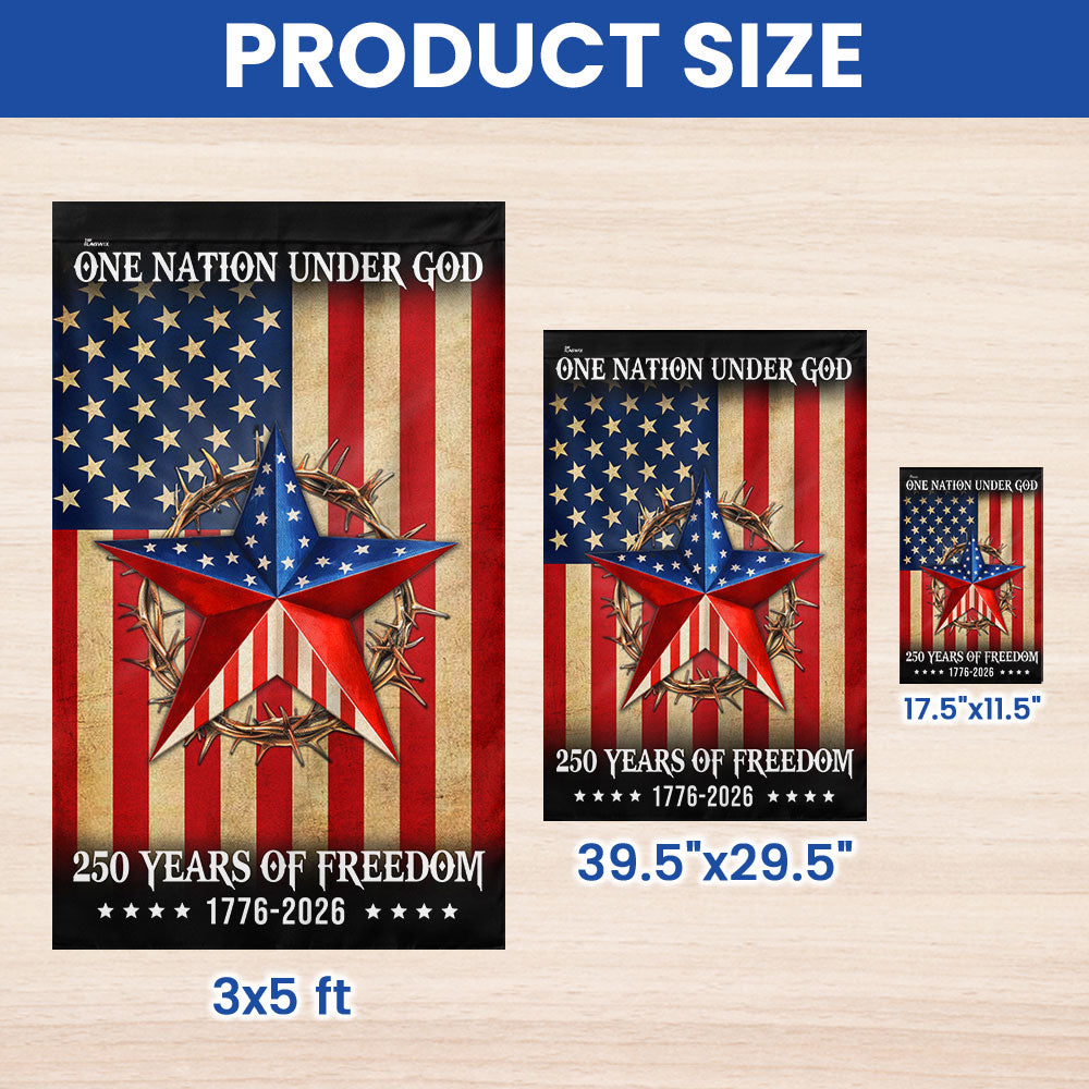 Patriotic One Nation Under God 250 Years Flag, American 1776 2026 Flag Decor