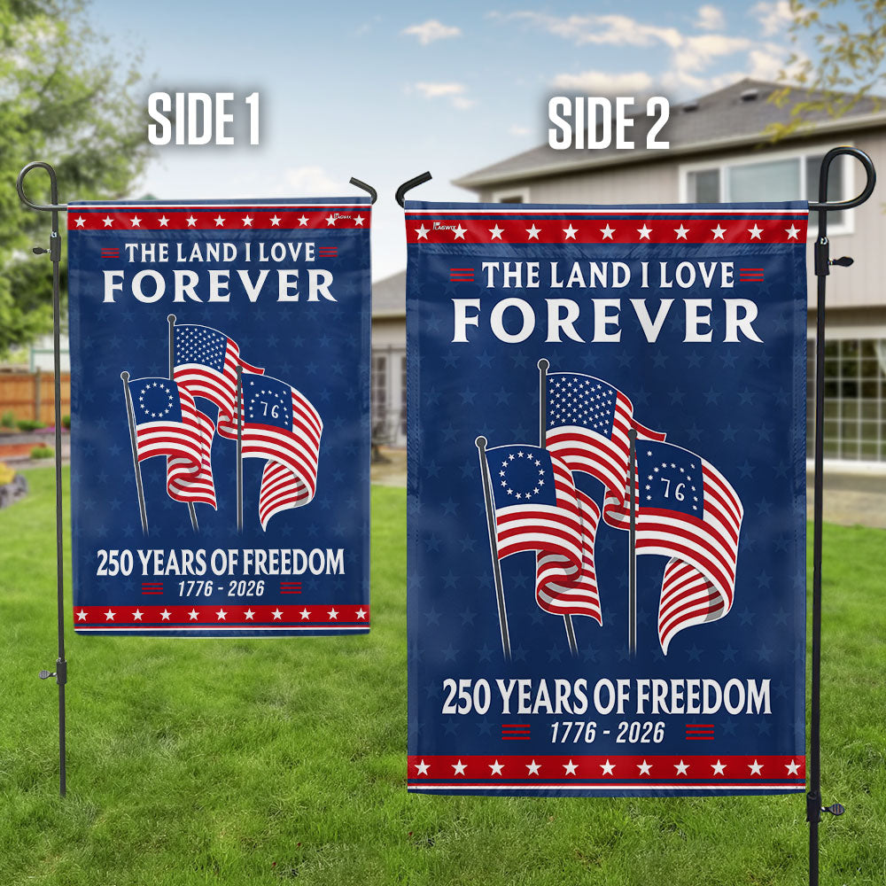 250 Years Heritage Decor with Betsy Ross Bennington 76 American Flag, God Bless America The Land I love 1776 2026 Flag Decor