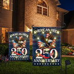 American Pride Flag Decor, Patriotic 250th Anniversary Eagle 1776–2026 Solar LED Flag