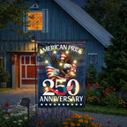American Pride Flag Decor, Patriotic 250th Anniversary Eagle 1776–2026 Solar LED Flag