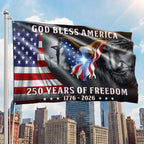 Patriotic Christian 250 Years of Freedom Flag,  God Bless America 1776 2026 Grommet Flag