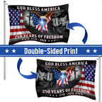 Patriotic Christian 250 Years of Freedom Flag,  God Bless America 1776 2026 Grommet Flag