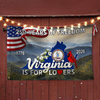 250 VA American 1776 2026 Grommet Flag, Virginia Is For Lovers Cardinal and Dogwood Flower Decor Flag