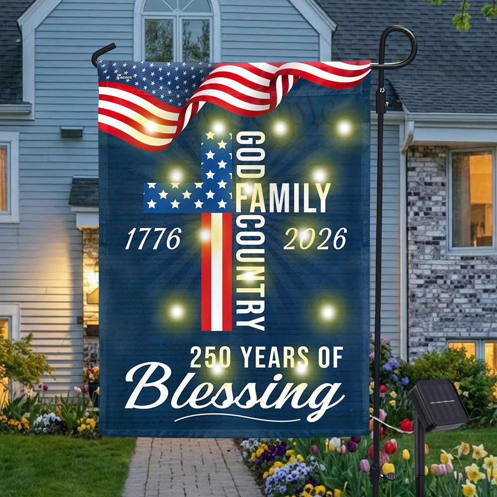 American Patriotic Solar Led Flag, 250 Years of Blessing God 1776 2026 Flag Decor