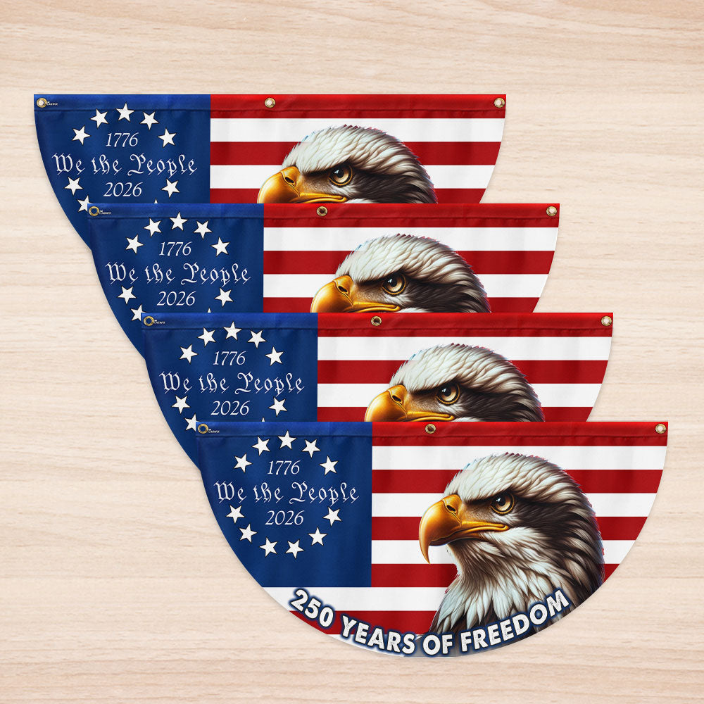 Patriotic 250 Years of Freedom Flag Decor, We The People 1776 2026 American Fan Flag