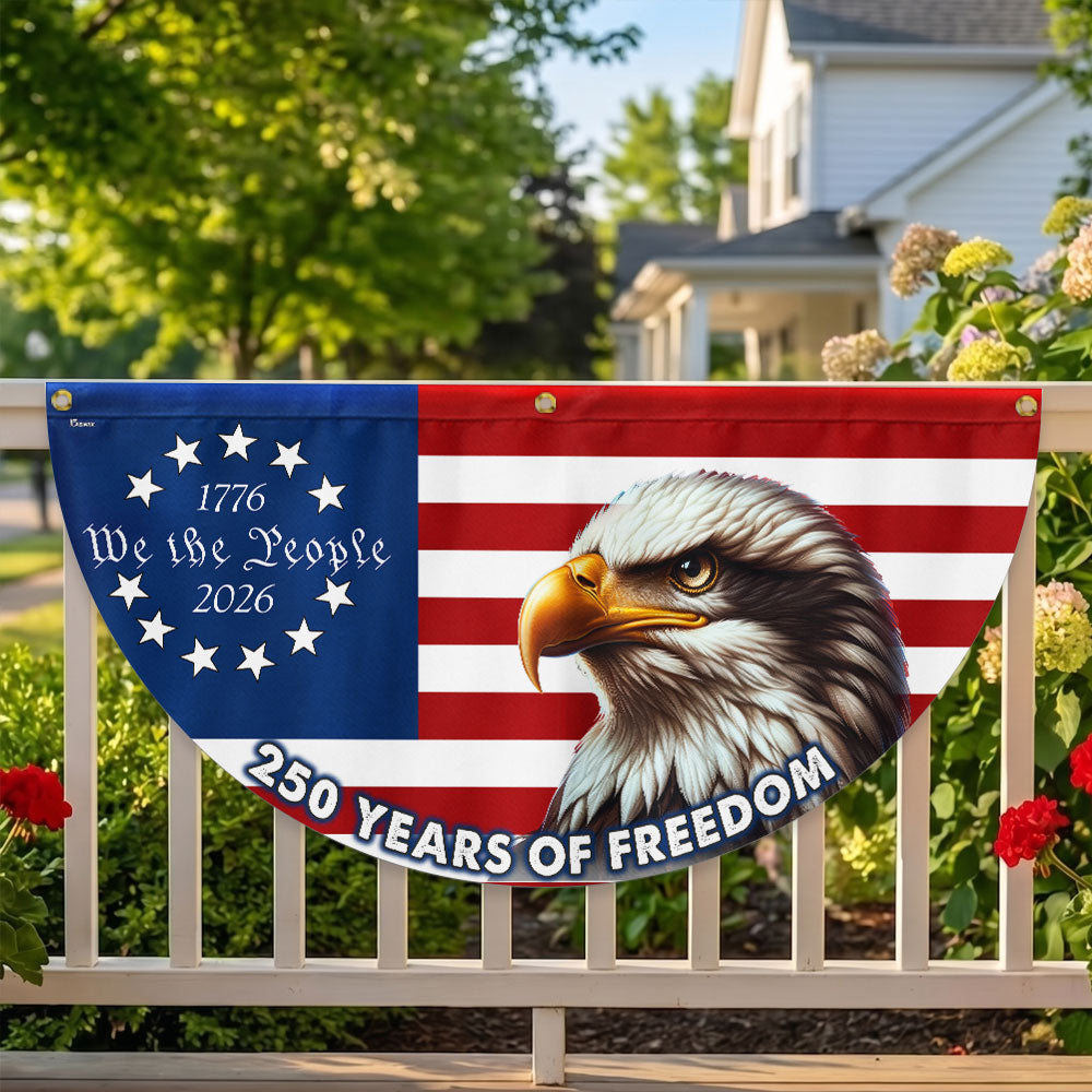 Patriotic 250 Years of Freedom Flag Decor, We The People 1776 2026 American Fan Flag