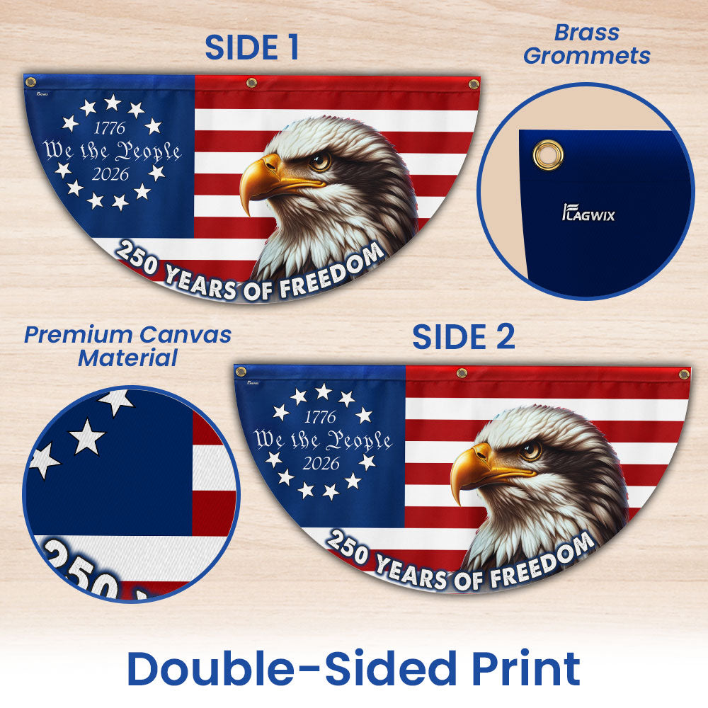 Patriotic 250 Years of Freedom Flag Decor, We The People 1776 2026 American Fan Flag