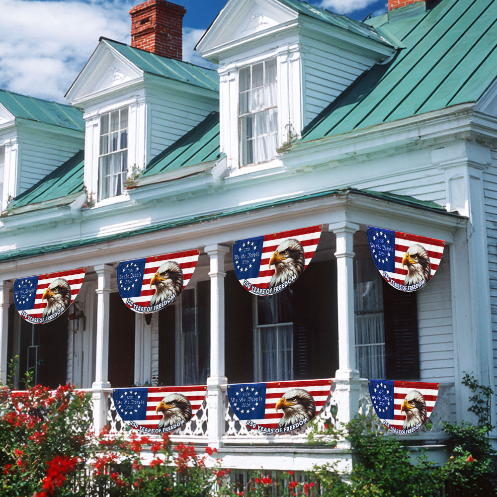 Patriotic 250 Years of Freedom Flag Decor, We The People 1776 2026 American Fan Flag