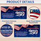Congratulations 250 Semiquincentennial 1776 2026 Fence Banner, United States of America Patriotic outdoor Flag