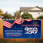 Congratulations 250 Semiquincentennial 1776 2026 Fence Banner, United States of America Patriotic outdoor Flag